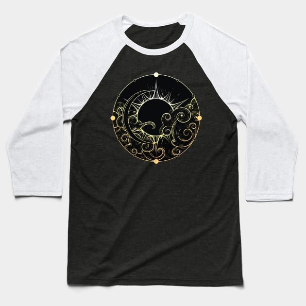 Sun And Moon Baseball T-Shirt by hotzelda